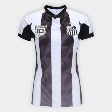 Imagem de Camiseta Santos Allus Feminina, Branco, Preto, M