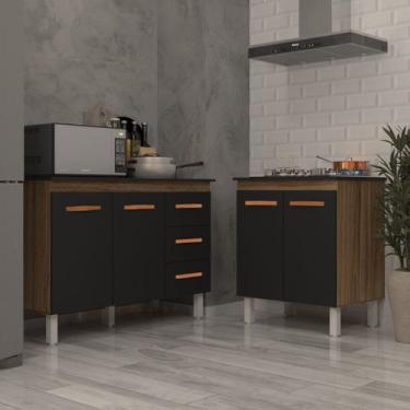 Imagem de Balcão Para Cooktop 4 Bocas Fran e Armário Bruna 118 cm Cozinha Gabine