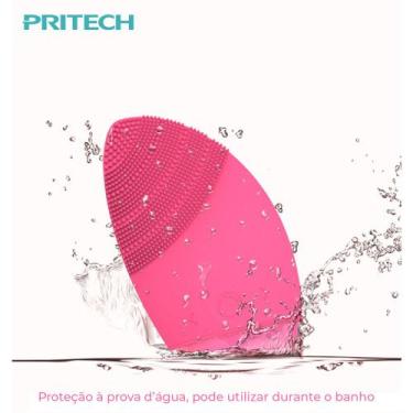 Imagem de Esponja Pritech Limpeza Facial Elétrica Massagem Esfoliação, U, ROSA