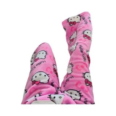Imagem de Calças de Pijama Hello Kitty - Macias, Elásticas e Quentes - Tamanho Ú