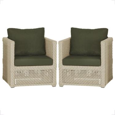 Imagem de 2 Poltronas Madri Alumínio Corda Náutica Estofado 13 Trama Rami