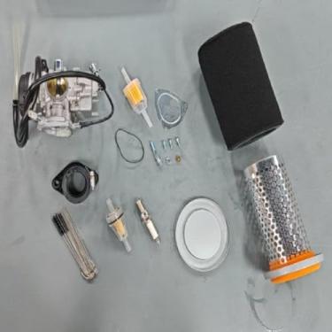 Imagem de Conjunto de carburador + coletor de admissão + filtro de ar com suporte de gaiola kit de tampa para Yamaha Bruin Grizzly Wolverine 350 YFM350 YFM350FA 2004-2011