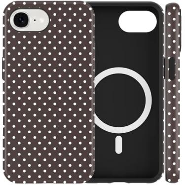 Imagem de Cinysnt Capa de telefone fofa de bolinhas para iPhone 16e capa magnética de 6,1 polegadas, compatível com Magsafe, estampa estética moderna design feminino capa rígida PC à prova de choque macio TPU