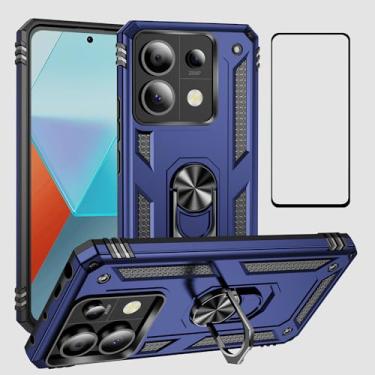 Imagem de Capa para Xiaomi Redmi Note 13 Pro 5G/Poco X6 com protetor de tela, suporte de anel de rotação de 360° Capa de proteção resistente de grau militar com suporte magnético para carro para redmi Note 13