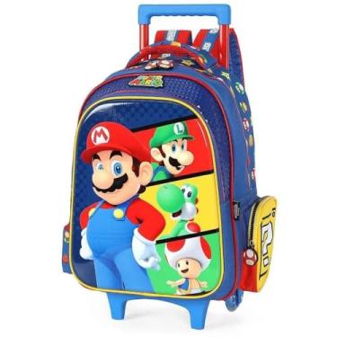 Imagem de Mochila de Rodinha e Costas Super Mario e Amigos Luxcel