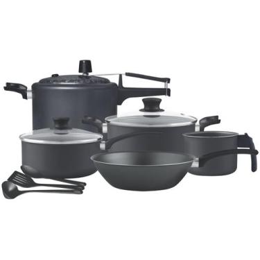 Imagem de Jogo de Panelas Panelux Antiaderente de Alumínio Grafite 8 Peças Magni