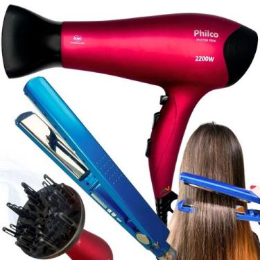 Imagem de Kit secador de cabelo pro e difusor e chapinha com selagem - Philco, B