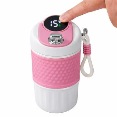 Imagem de Garrafa Térmica 450ml em Aço Inox 304 com Tampa LCD Touch – Mantém Bebidas Quentes e Frias – Alça de Transporte – Antivazamento (ROSA)
