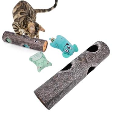 Imagem de OPPWONG Brinquedo de Rolo de Gato Com Buraco de árvore Brinquedo Interativo de Exercício Divertido Com Vários Buracos para Tronco de árvore Com Papel de Pressão 3D de Pelúcia