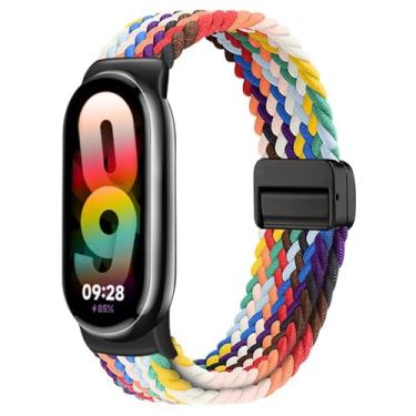 Imagem de Issinlky Pulseira trançada de nylon compatível com Xiao Mi Band 8/9/10, tira elástica para mulheres e homens