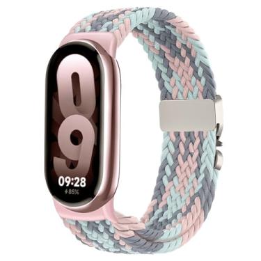 Imagem de Issinlky Pulseira trançada de nylon compatível com Xiao Mi Band 8/9/10, pulseira elástica de substituição para mulheres e homens