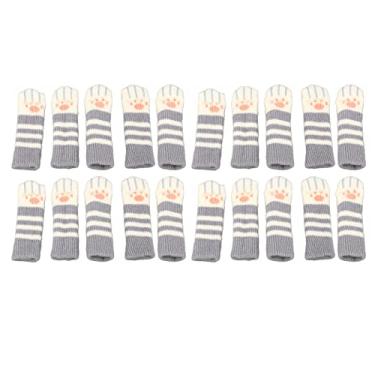 Imagem de Alomejor Meias para Cadeira de Pata de Gato, Meias Fofas para Móveis de Gato Com Boca Elástica, para Escritório, Casa, Sala de Jantar, Listra Cinza Escuro, 20 Peças