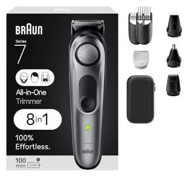 Imagem de Braun Kit de estilo multifuncional série 7 7410, aparador 8 em 1 para homens com aparador de barba, aparador corporal para paisagem, aparador de cabelo e mais, lâmina mais afiada, configurações de