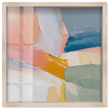 Imagem de Arte de parede de banheiro impressa I Shadowbox macia e vibrante por Art Remedy, moldura loira, 53 x 53 cm