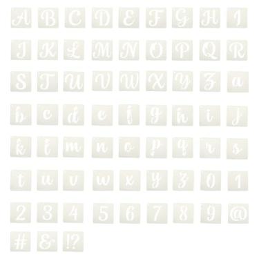 Imagem de PATIKIL Estêncil de número de letra de 10 cm, 66 peças de modelos quadrados reutilizáveis de letras e números para pintura na parede, sinalização de tecido de madeira, estilos de letras maiúsculas e