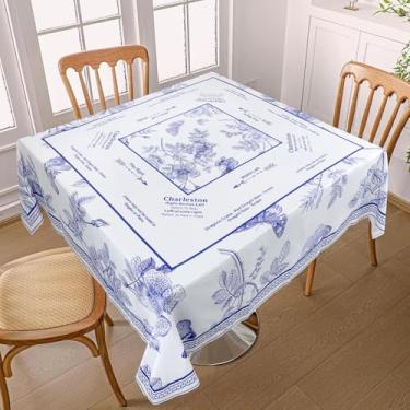 Imagem de SHIYUE Chinoiserie Mahjong Tapete de mesa floral para cartão 139,7 cm x 139,7 cm Instruções de jogo quadrado para iniciantes, cartas, jogos de tabuleiro (flores de borboleta azul)