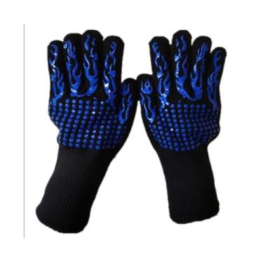 Imagem de Luvas de BBQ à Prova Calor Pacote com 2 Unidades - Resistentes a Temperaturas Até 800 C 1472 F para Cozinhar Assar e Grelhar Forro Algodão Macio Respi