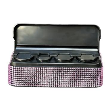 Imagem de UHANBUT Porta-moedas Bling para carro, organizador de moedas automotivo portátil de strass de cristal com 4 compartimentos, caixa de armazenamento universal de carros cintilantes dispensador de
