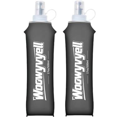 Imagem de Woowyvyell 2 frascos macios, 500 ml, sem BPA, garrafas de água macias e dobráveis para pacote de hidratação, colete de corrida, garrafa de água dobrável para todos os tipos de esportes (cinza escuro)