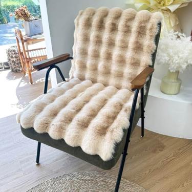 Imagem de Yadlan Almofadas reclináveis de pele sintética de pelúcia, almofadas macias para cadeira de escritório, confortáveis para cadeira de jantar, cadeira de balanço, capas de assento, protetores de banco