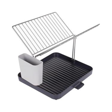 Imagem de Escorredor Organizador Multifuncional para Cozinha, Preto, Plástico/Ferro, com Sistema de Drenagem e Suporte para 15 Pratos