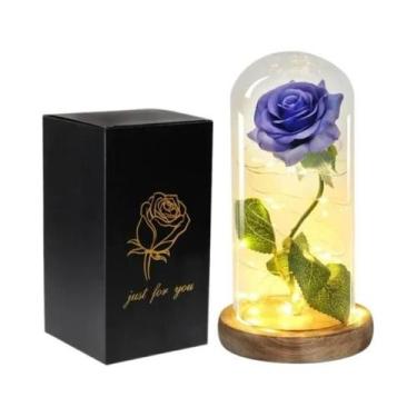Imagem de Rosa Eterna Com Tampa De Vidro, Flor Artificial Tema Bela E a Fera, Pr