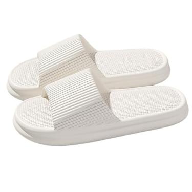 Imagem de Chinelos de casa antiderrapantes para homens e mulheres, sapatos de chuveiro de bico aberto, leves, macios, silenciosos, dormitórios, chinelos para banheiro, Branco, 35