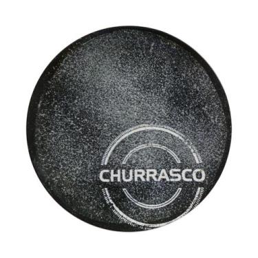 Imagem de Kit Jogo 4 Pratos Rasos Tramontina Churrasco Carbon Porcelana 25 cm