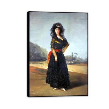 Imagem de Arte de parede Francisco Goya, Duquesa de Alba, impressão em tela famosa reprodução de pinturas a óleo abstratas imagem emoldurada para decoração de casa 55 x 40 cm (22 x 16 polegadas) moldura preta