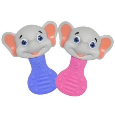 Imagem de Mordedor Chocalho Suave Bebê Animais Vila Toy Macio Elefante, Rosa