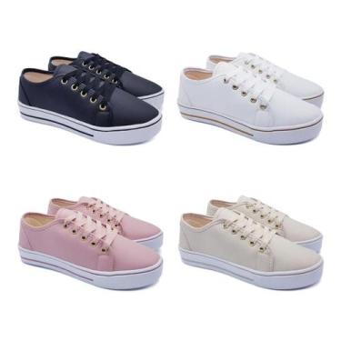 Imagem de Kit 2 Pares Tênis Feminino Casual Solado Alto Barato P79 - FABRICATAM,