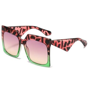 Imagem de Óculos de Sol UV400 - Tamanho Grande com Estampa de Leopardo Degradê para Homens e Mulheres, Ideais para Esportes ao Ar Livre, Corrida e Ciclismo, Rosa
