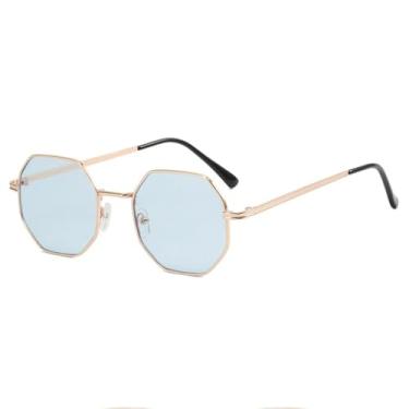 Imagem de Óculos de Sol Unissex com Armação Metálica e Lentes Degradê em Cores Candy, Proteção UV400, Ideais para Esportes ao Ar Livre, Corrida e Ciclismo, nas Cores Dourado e Azul.