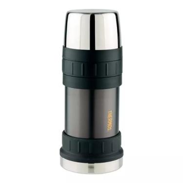 Imagem de Frasco Térmico Pote Marmita Camping Tulum Thermos Colher Preto 470ml