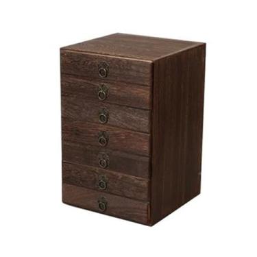 Imagem de Caixa de armazenamento de joias multicamadas - Organizador de madeira maciça para colares, brincos e acessórios - Acabamento elegante de couro PU, perfeito para colecionadores e presentes