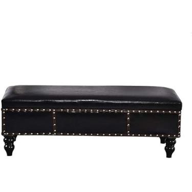 Imagem de Banqueta para pés de madeira maciça - Banco versátil para sapatos e caixa de armazenamento doméstico, branco, 110 cm - Apoio para os pés elegante para cama e sofá, perfeito para sala de estar e