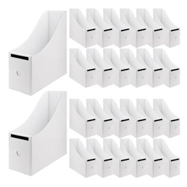 Imagem de Komphy Suporte de arquivo de revista, organizador de documentos branco, suporte de arquivos de mesa para mesa, caixa de armazenamento de revistas de papelão para casa, escritório, mesa e prateleiras