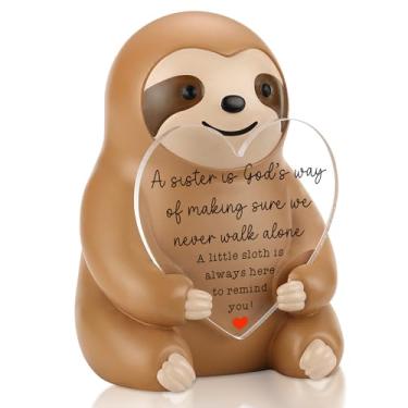 Imagem de CINRLLA Presente de incentivo à irmã, estatueta inspiradora de preguiça Never Walk Alone, presente de agradecimento para irmã de irmão ou irmã, linda decoração de mesa para formatura de aniversário