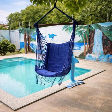 Imagem de Rede Cadeira de Teto Suspensa Descanso e Balanço(AZUL ROYAL)