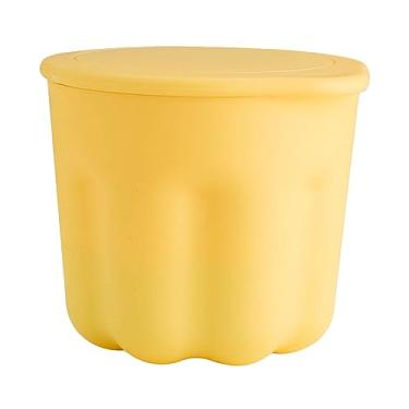 Imagem de CUOFYUNL Maquiagem Escova Copo de limpeza multifuncional seguro PP TPR Cosmético Escova Tigela de limpeza com rack de secagem (Amarela)