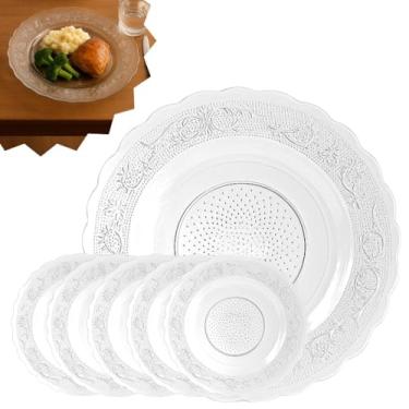 Imagem de Jogo de Pratos de Vidro Raso - Opções de 6/12/24 Peças com Alto Relevo e Bordas Arredondadas, Duráveis para Jantar e Mesa Posta (24)
