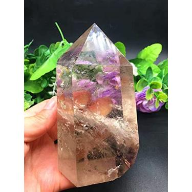 Imagem de Cristal natural, 1 peça, cristal de quartzo natural, cristal de chá, polido, feito à mão, ponta de varinha mágica, decoração de casa, cristal de pedra elétrica