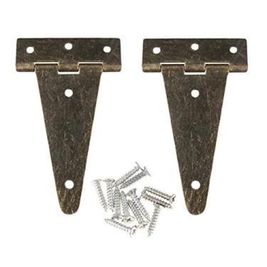 Imagem de 2 peças dobradiças 10,1x6 cm resistente marrom plana T dobradiças de porta celeiro caixa de madeira acessórios de porta de armário dobradiças planas decoração de móveis cerniera
