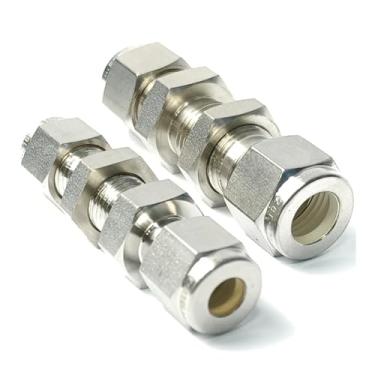 Imagem de 3 mm 1/20.3 cm 1/10.2 cm 3/20.3 cm União de compressão OD acoplador de anteparo SUS316L conector de encaixe de tubo de aço inoxidável água 3000 PSI (igual a 3 mm)