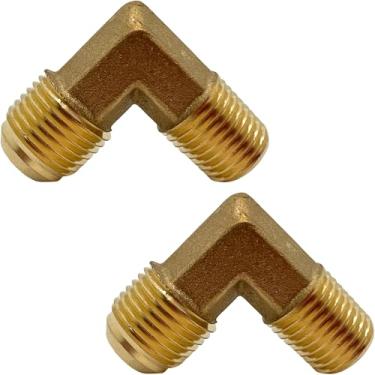 Imagem de 2 peças adaptador de cotovelo de 90 graus, alargador x macho NPT latão encaixe para linha de óleo combustível de ar da CX WONDERLAND (3/20.3 cm flare x 1/10.2 cm NPT macho)