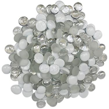 Imagem de Conjunto de pedras brancas e transparentes decorativas perfeitas para aquários, enchimentos de vasos, espalhamento de mesa, álbuns de recortes e muito mais! Lindas pedras preciosas! (Branco gelo)