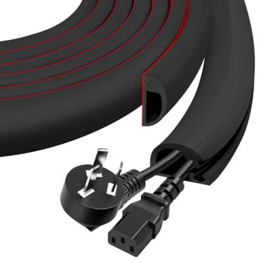 Imagem de Escondedor de cabo de parede, capa de fio autoadesivo flexível, pista de cabos com abertura lateral para cabos na parede, corretivo para TV montada, home theater e escritório (preto, grande - 299 cm)