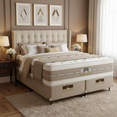 Imagem de Cama Box + Colchão Castor Queen Silver Star Air Double Face Pocket 158x198x61cm