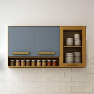 Imagem de Armario Aereo Athenas 2 Portas em MDF e 1 Porta Vidro Reflecta Mobilihouse