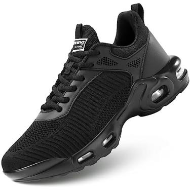 Imagem de Kapsen Tênis de corrida masculino, leve, respirável, antiderrapante, moderno, malha, treino, casual, esportivo, Preto, 44